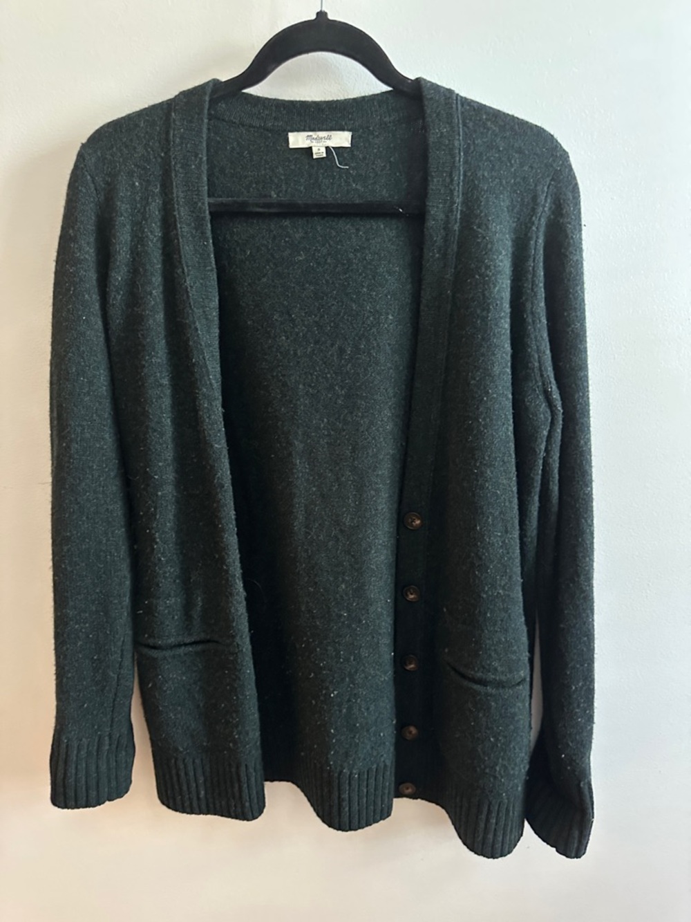 Madewell Dark Forest Green Wool Cardigan Sweater